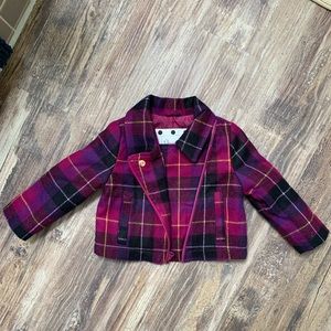 Girls Purple Plaid Coat